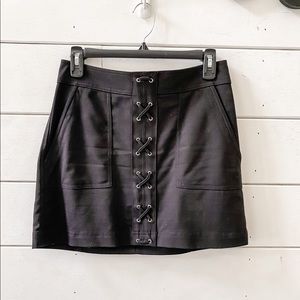 Express black lace up mini skirt